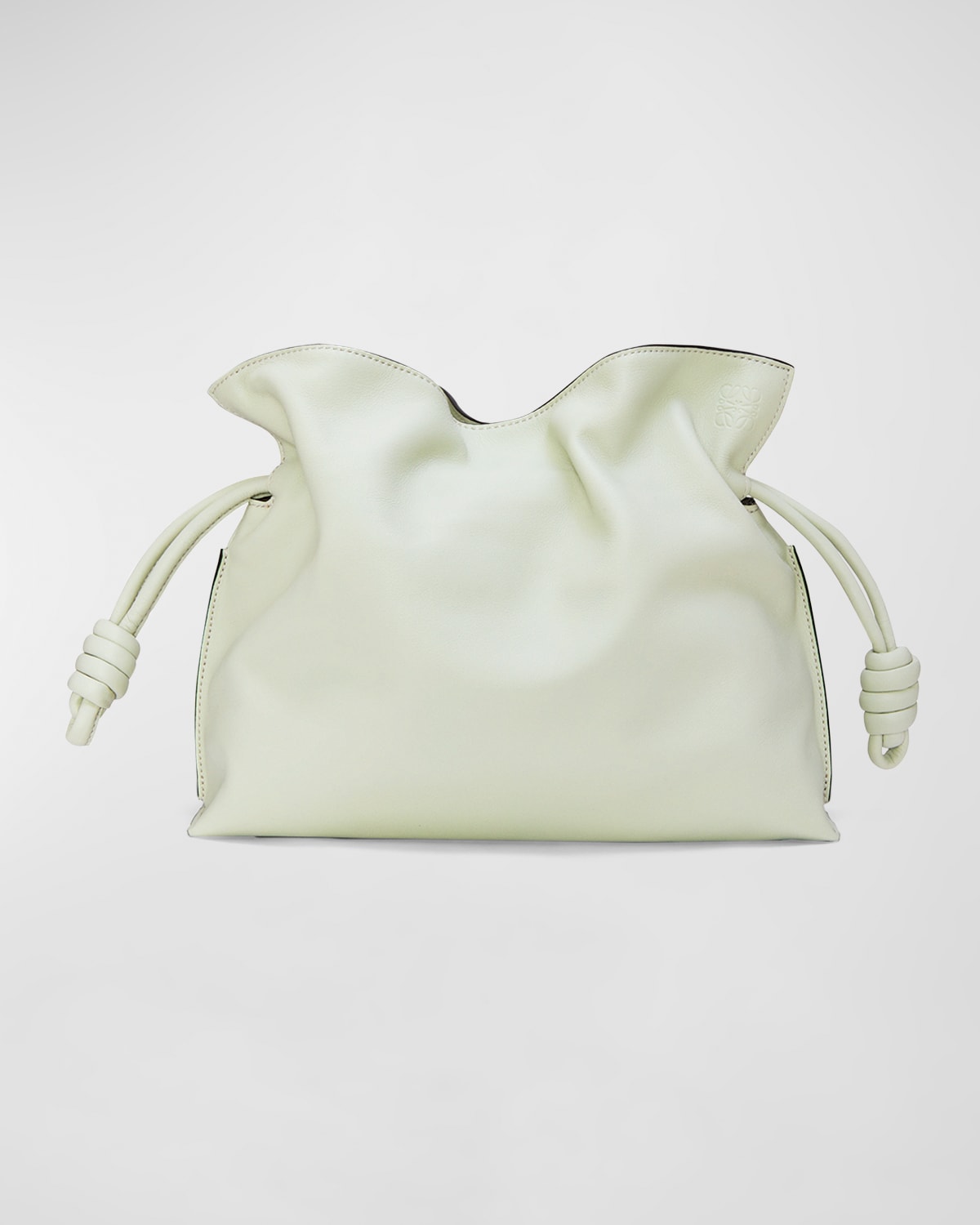 Loewe Flamenco Drawstring Knot Clutch Bag In Light Celadon