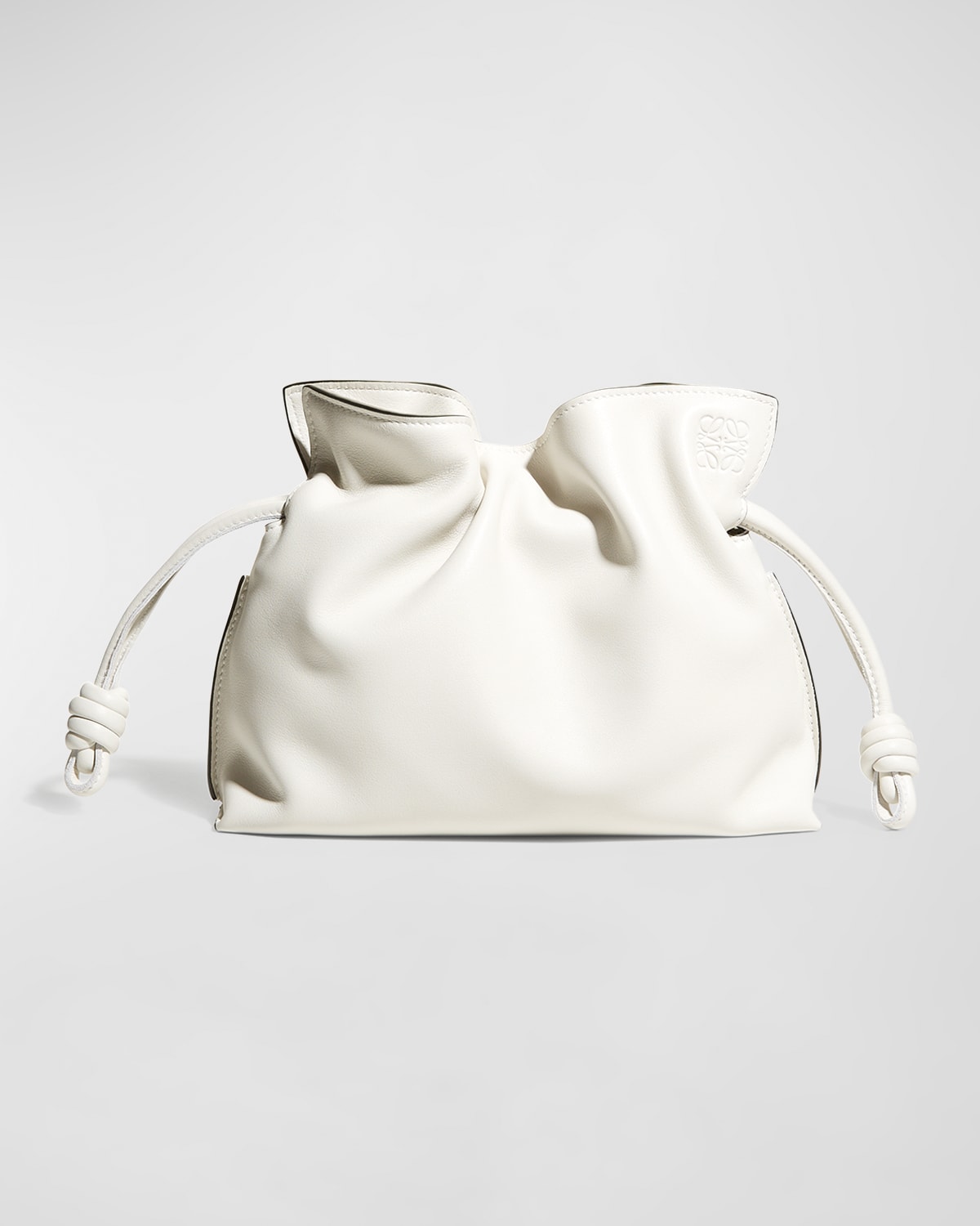 Loewe Flamenco Mini Napa Drawstring Clutch Bag In Soft White