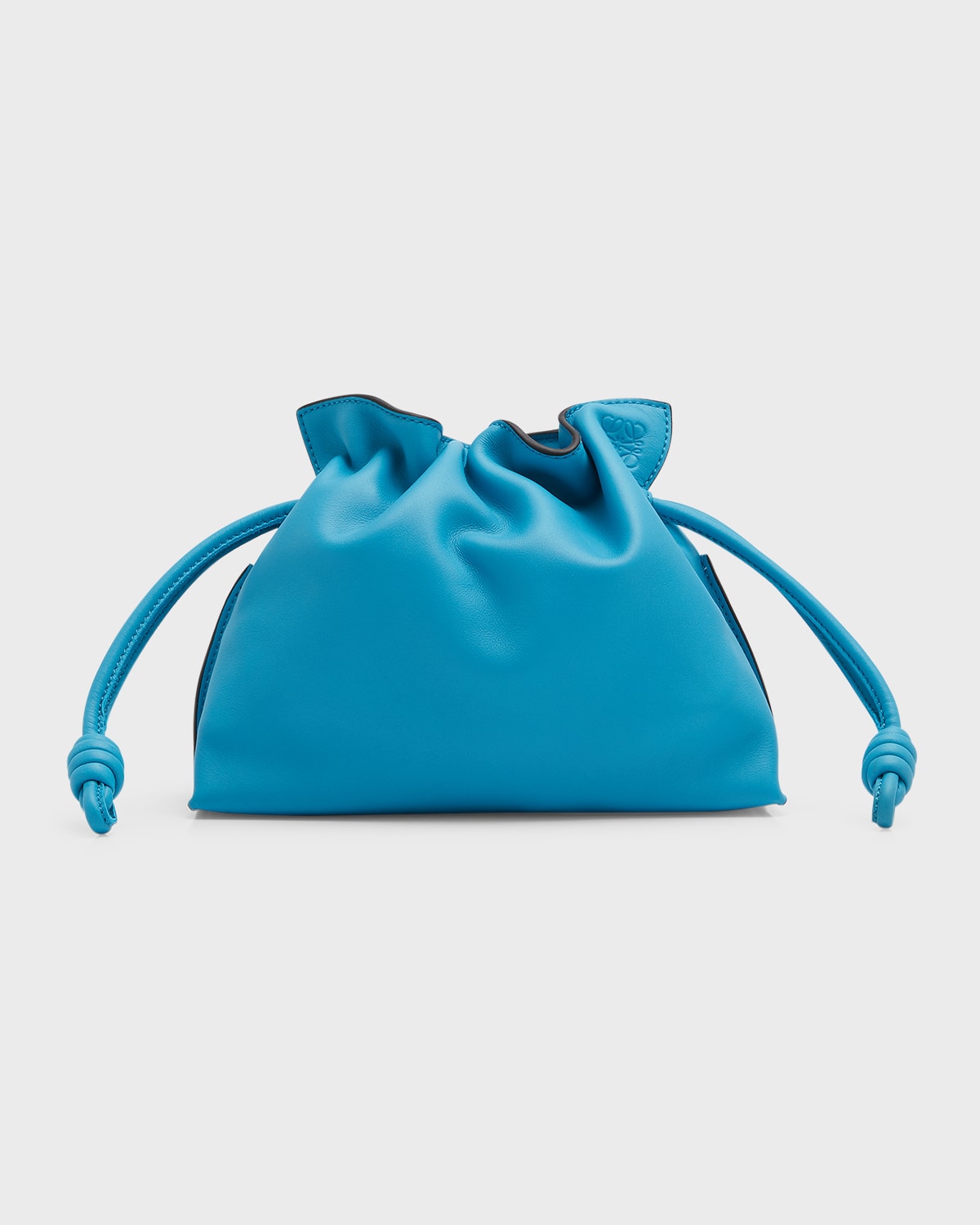Loewe Flamenco Mini Napa Drawstring Clutch Bag In Turquoise