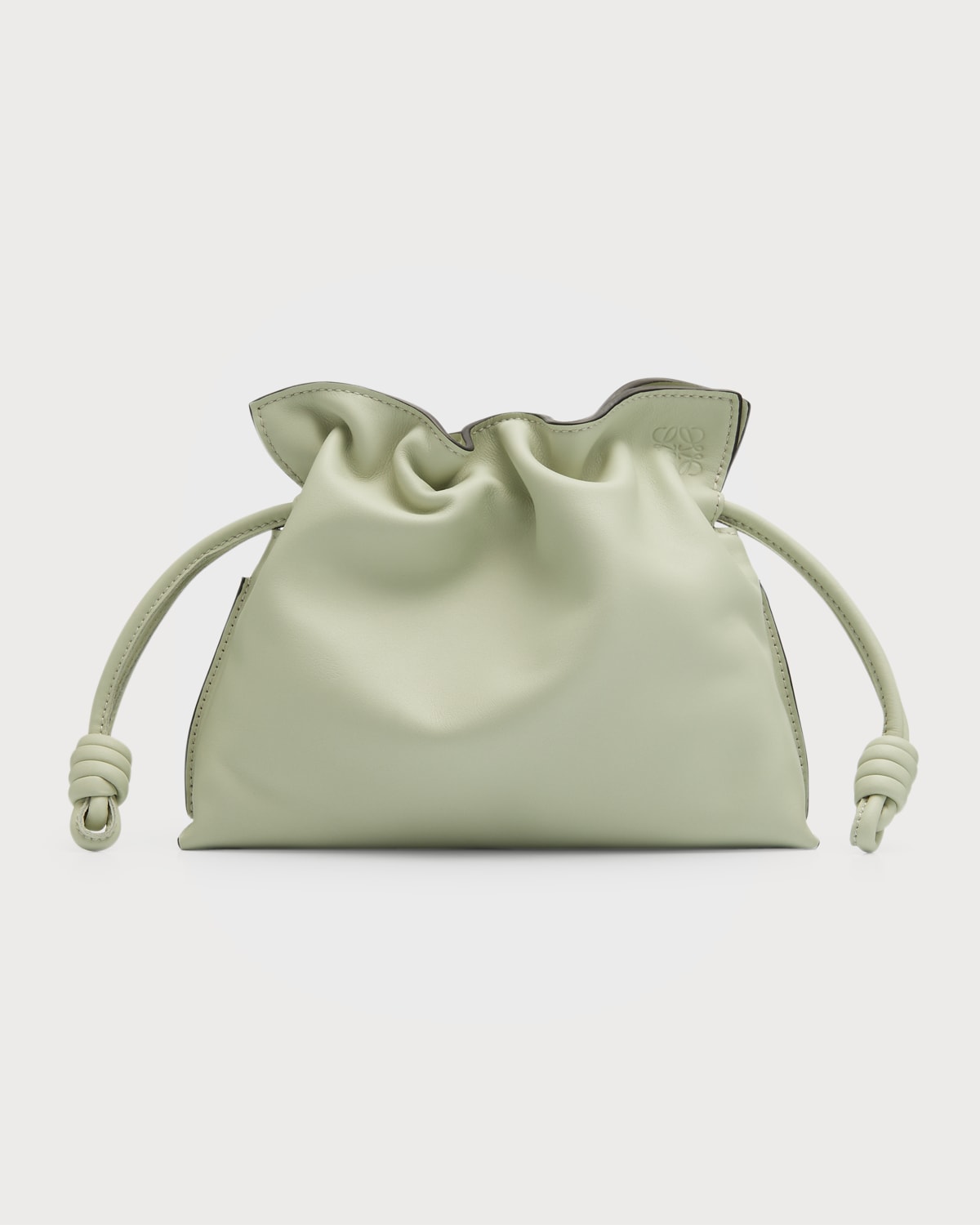 Loewe Flamenco Mini Napa Drawstring Clutch Bag In Light Celadon