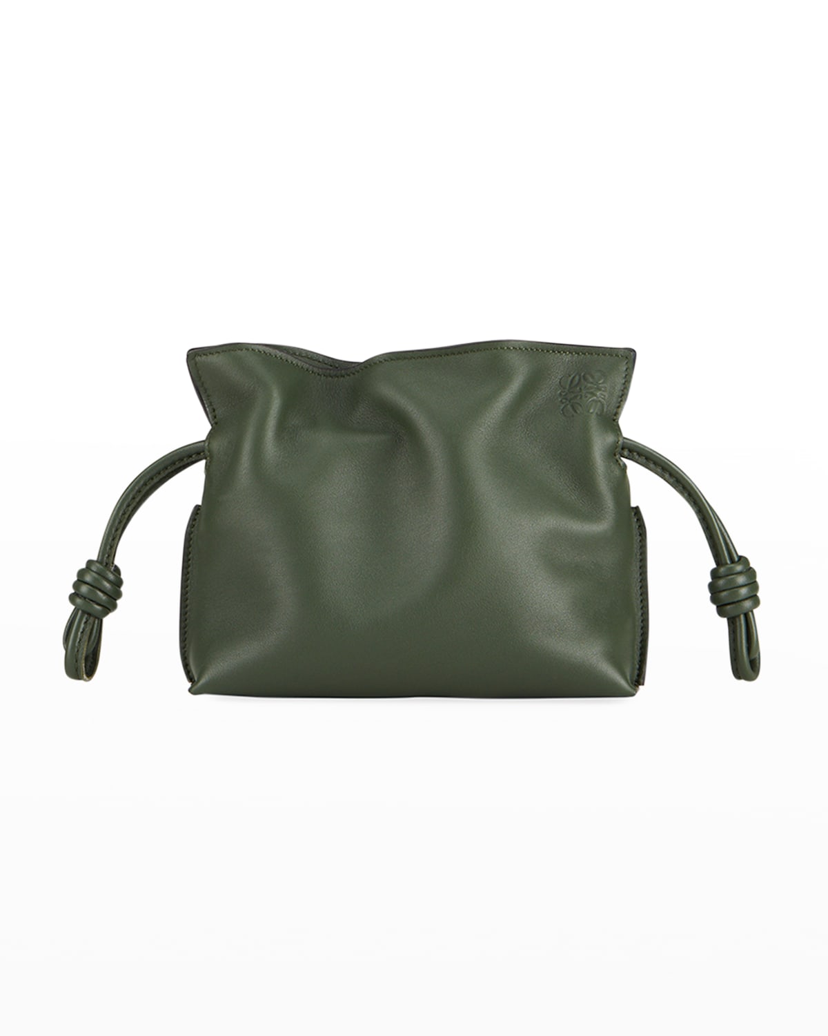 Loewe Flamenco Nano Leather Clutch Bag In Vintage Khaki