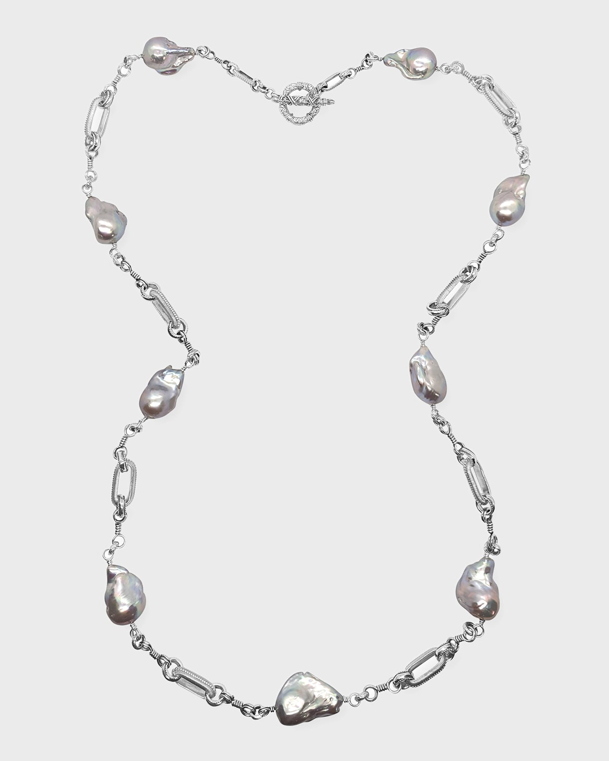 Stephen Dweck Large Baroque Pearl And Chain Necklace, 38"l