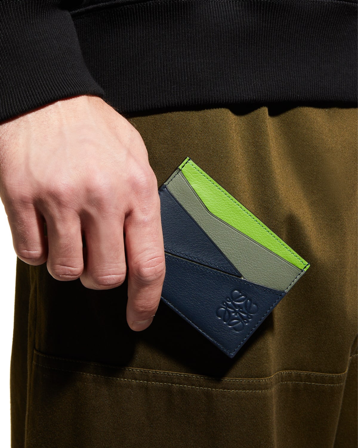 Loewe Men's Puzzle Leather Card Holder In Light Warm Desert