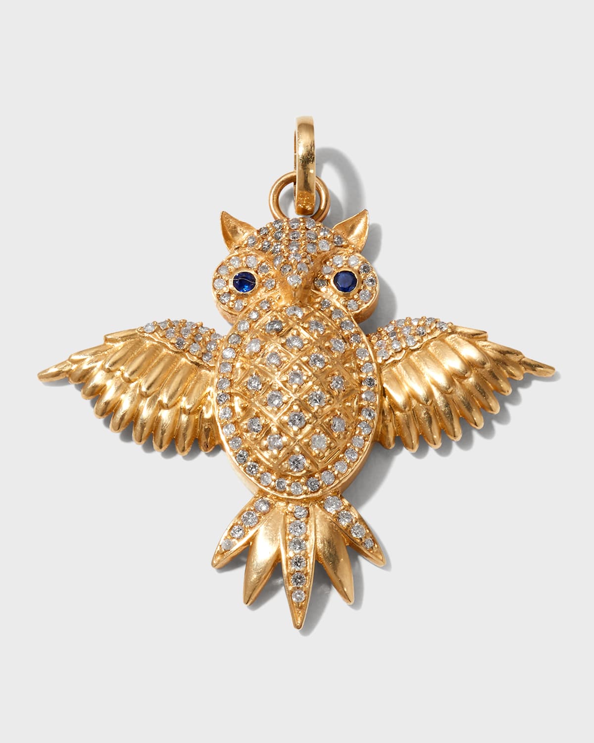 Siena Lasker 14k Yellow Gold Diamond And Sapphire Owl Charm