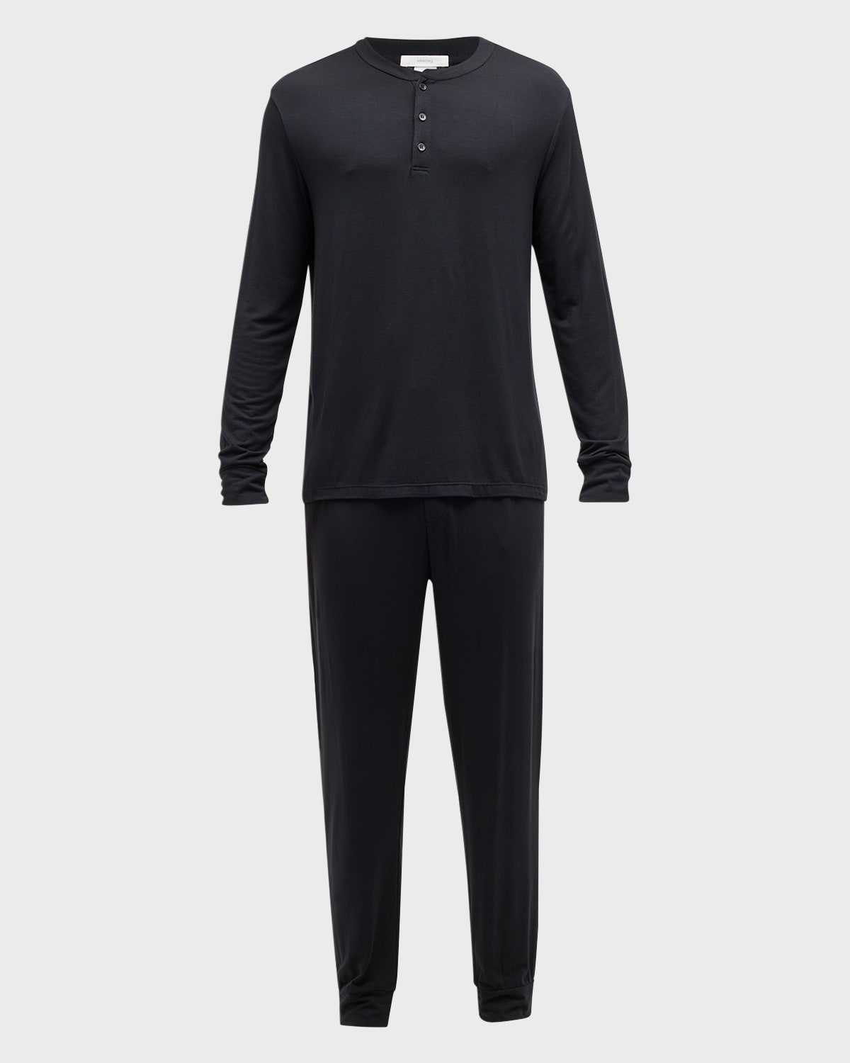 Eberjey Men's Henry Long-sleeve Pajama Set In Black