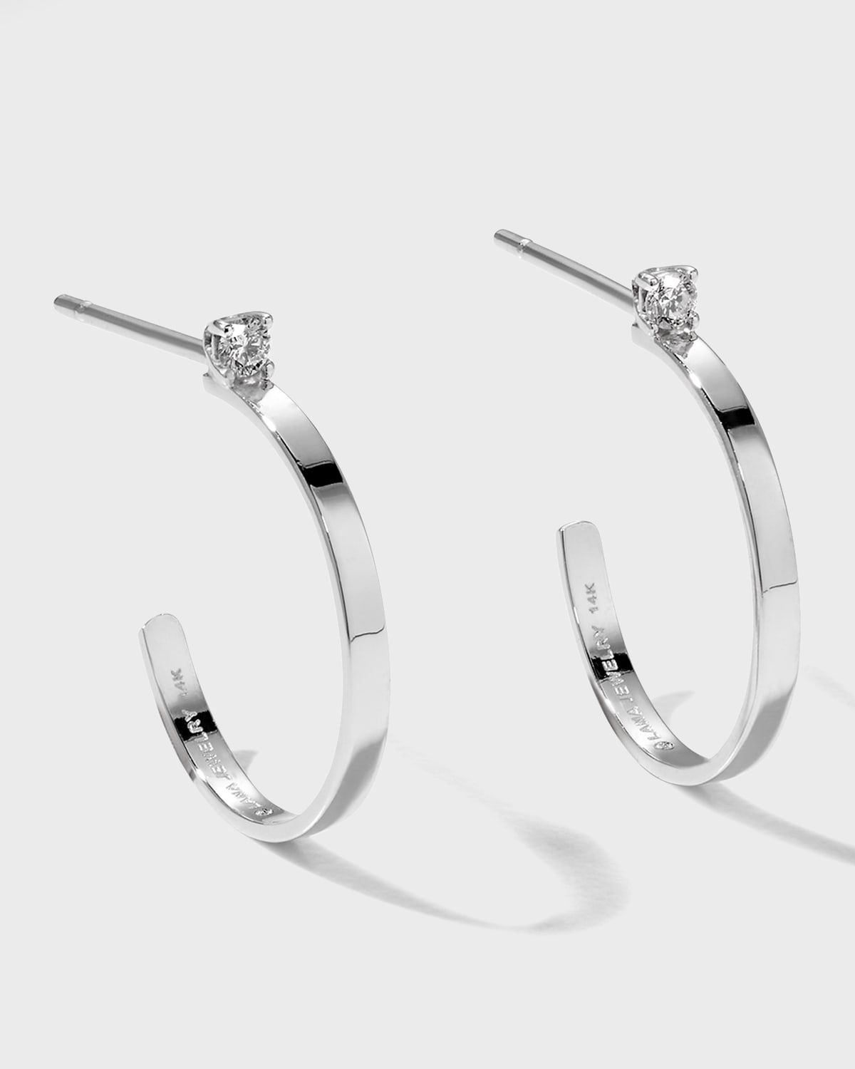 Solo Mini Narrow Upside Down Hoop Earrings with Diamonds, 41mm