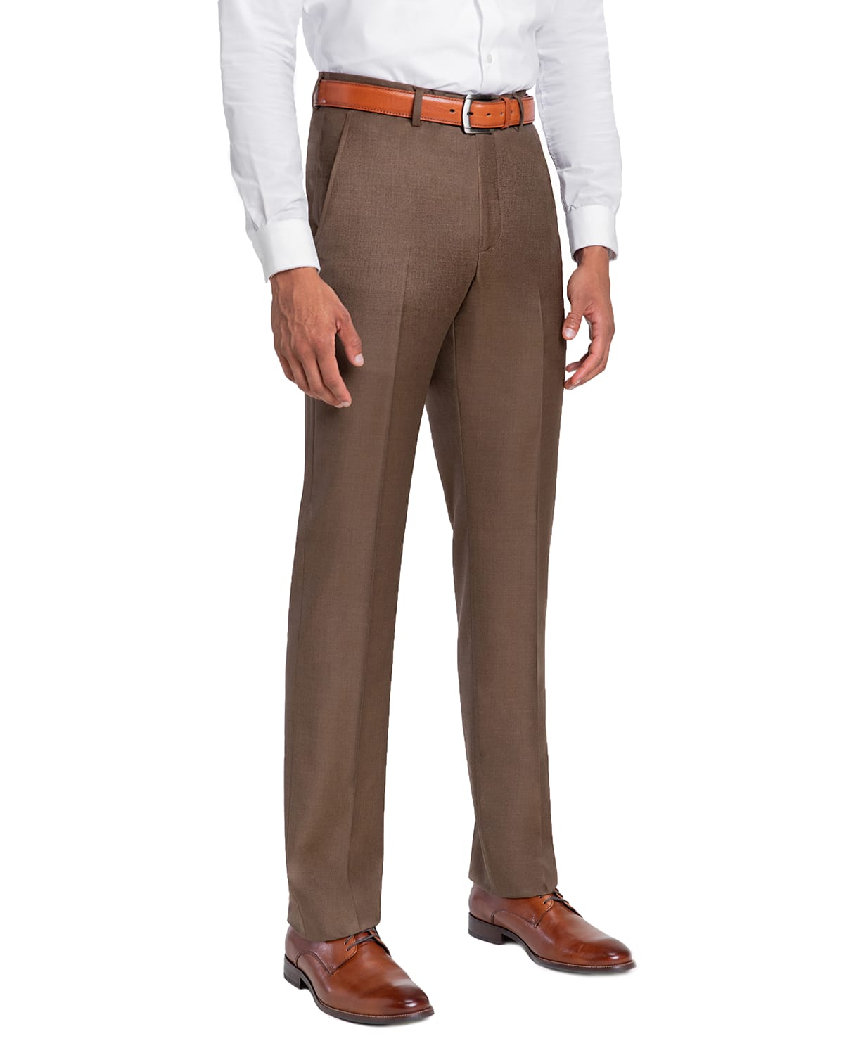 Shop Santorelli Men's Loro Piana Wool Comfort Waistband Trousers In Tobacco