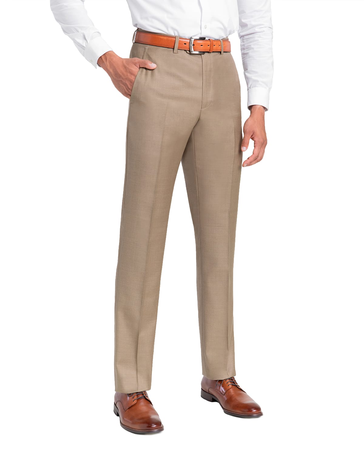 Shop Santorelli Men's Loro Piana Wool Comfort Waistband Trousers In Tan