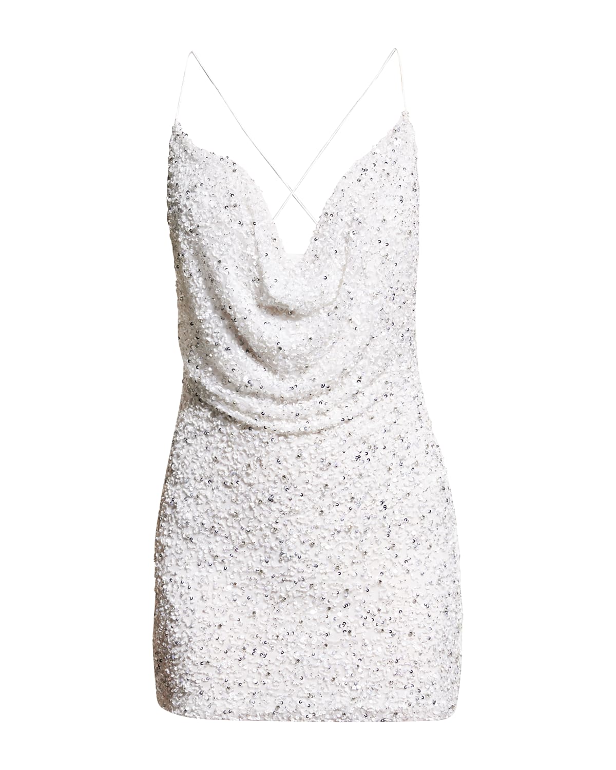 Retroféte Mich Sequined Cowl-neck Cocktail Dress In Silver/white
