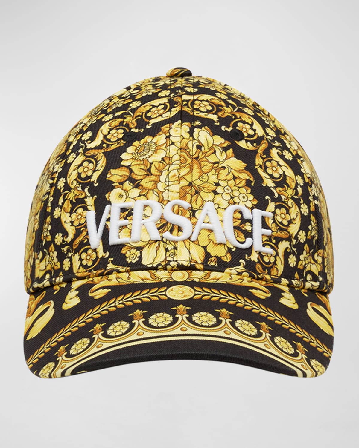 Versace Casquette De Baseball À Broderie Barocco In Black/gold