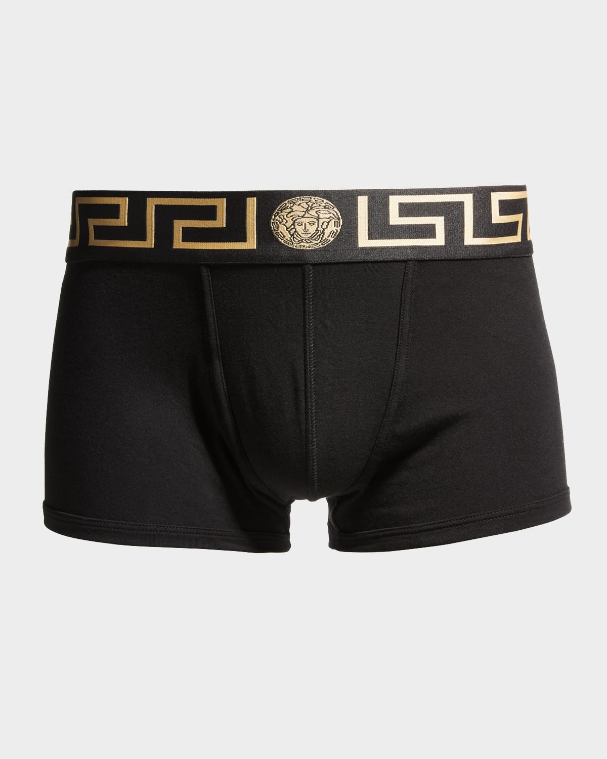 Versace Black Briefs With Elastic Waist With Medusa Print In Cotton Stretch Man In White- Greek Gold
