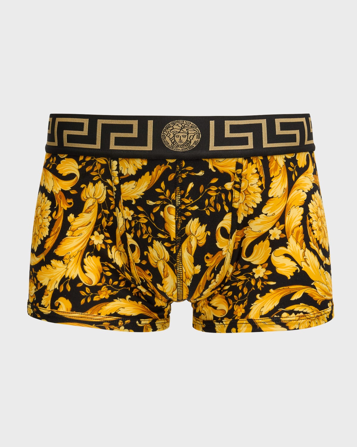 Versace Barocco-print Cotton-stretch Boxer Briefs In Black