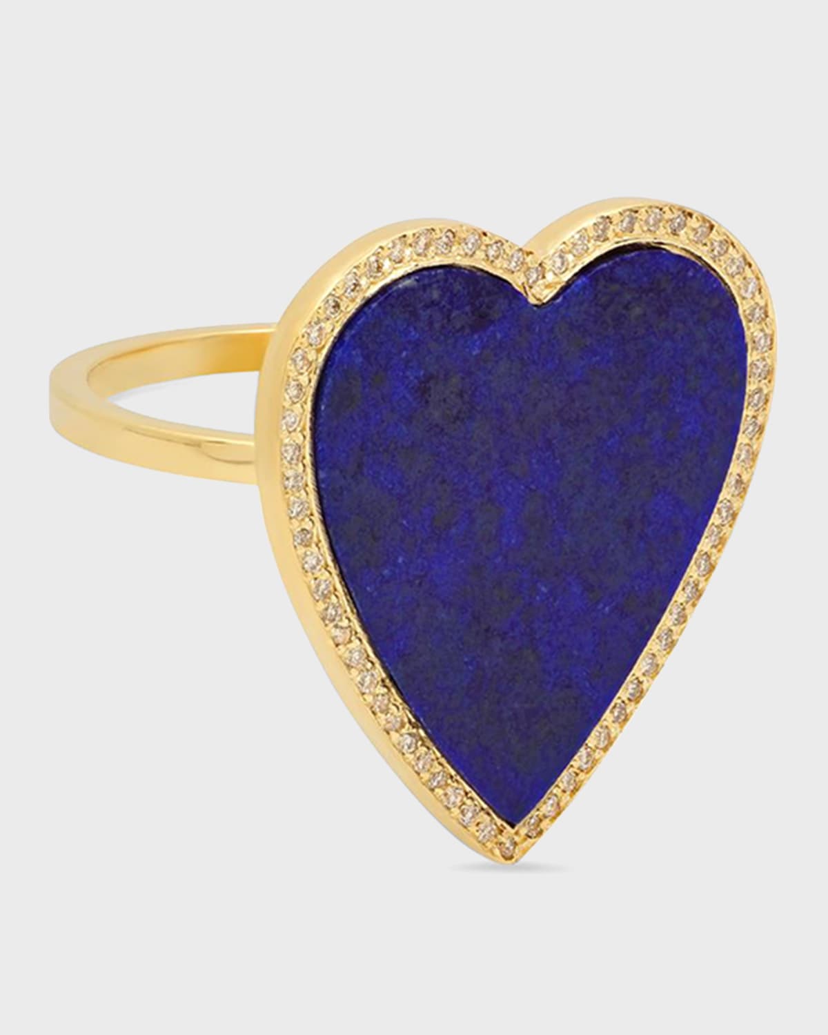 Jennifer Meyer 18k Lapis Heart Diamond-trim Ring In Gold