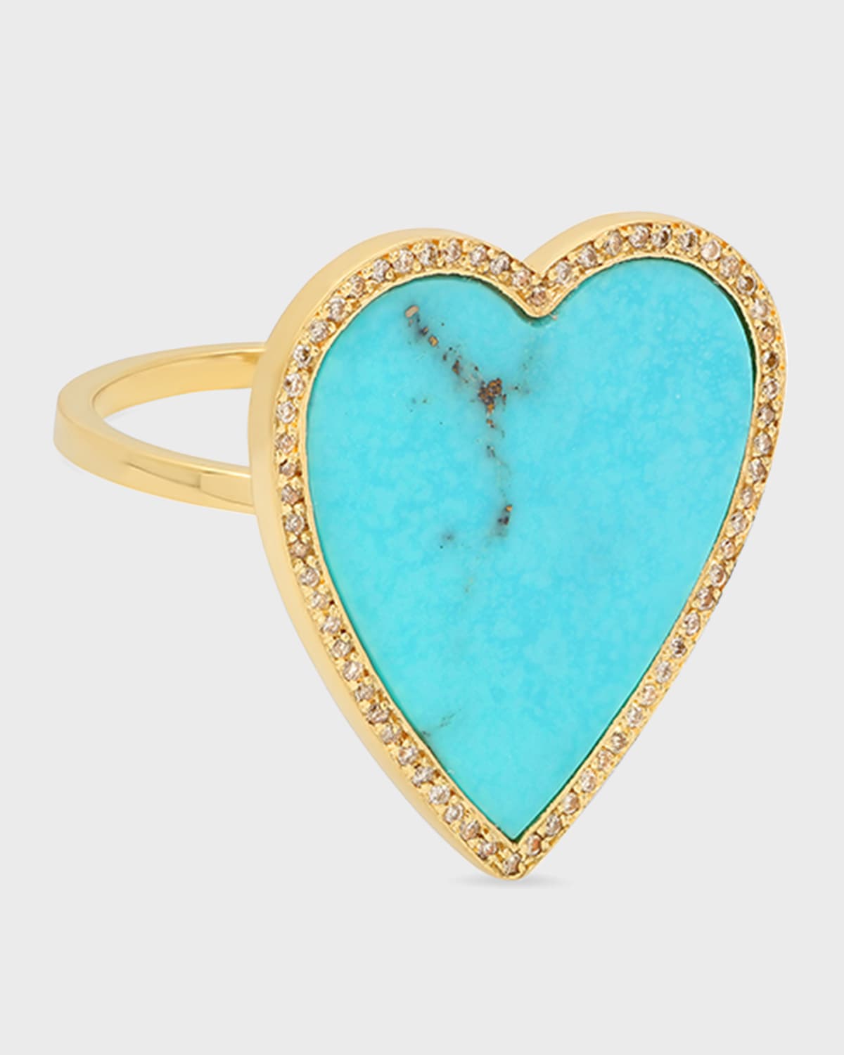 18k Heart Diamond-Trim Ring, Size 6.5