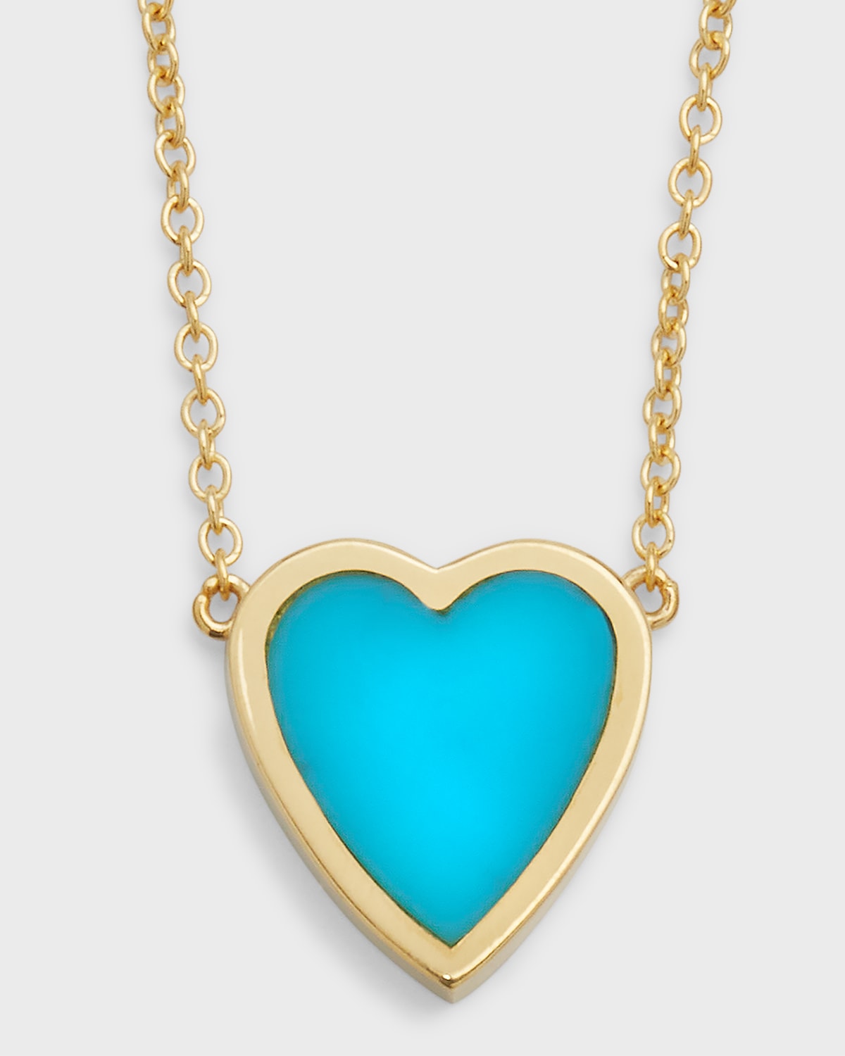 Jennifer Meyer 18k Mini Inlay Heart Necklace In Turq