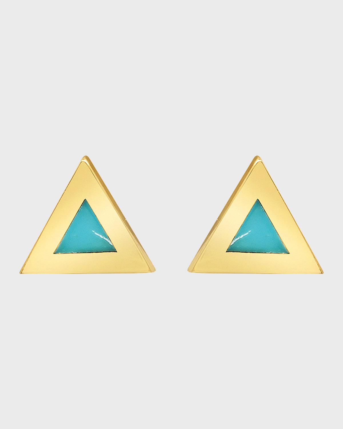 Jennifer Meyer Mini Triangle 18-karat Gold Turquoise Earrings In Turq
