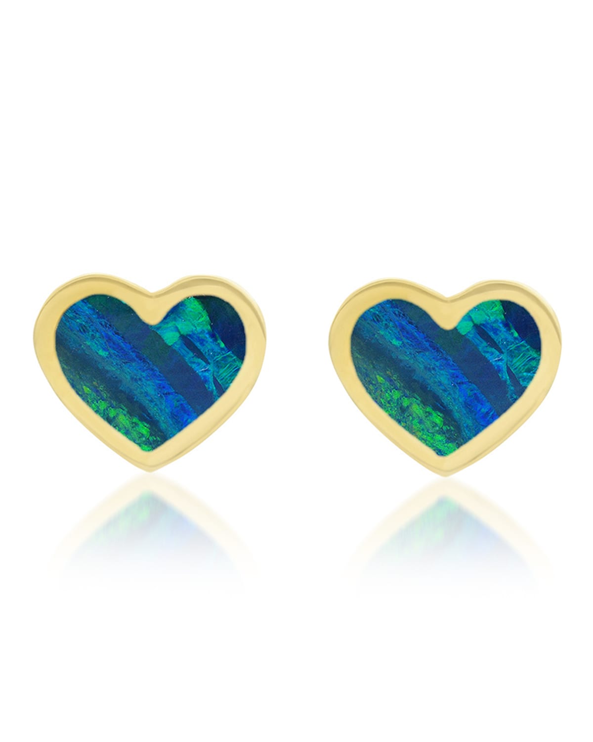 Jennifer Meyer Extra Small Inlay Heart Stud Earrings In Opal