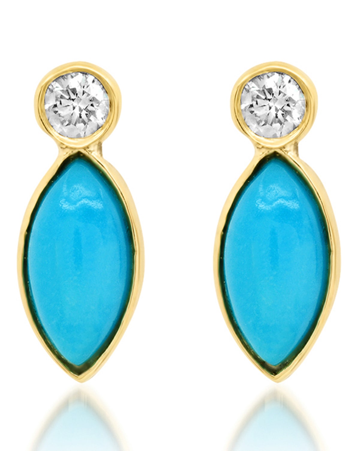 Jennifer Meyer 18k Gold Turquoise Diamond Drop Earrings