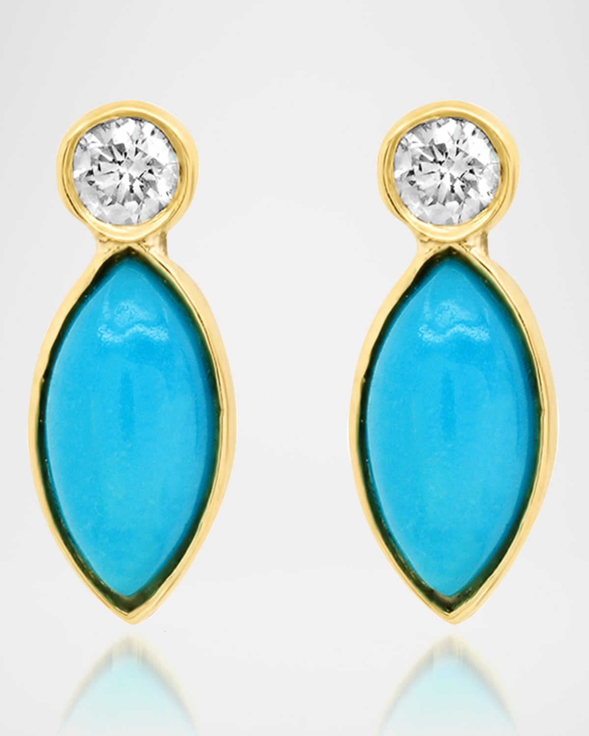 Jennifer Meyer 18k Gold Turquoise Diamond Drop Earrings