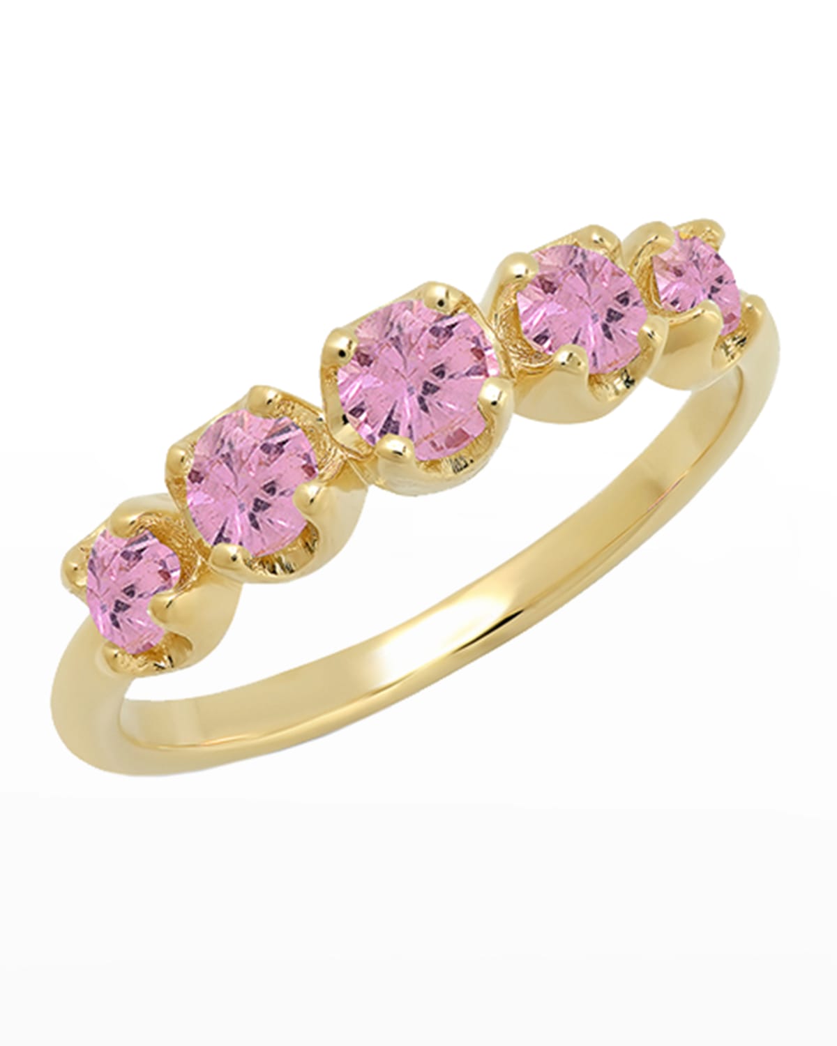 Graduated Stone Ring in Pink Sapphires, Size 6.5