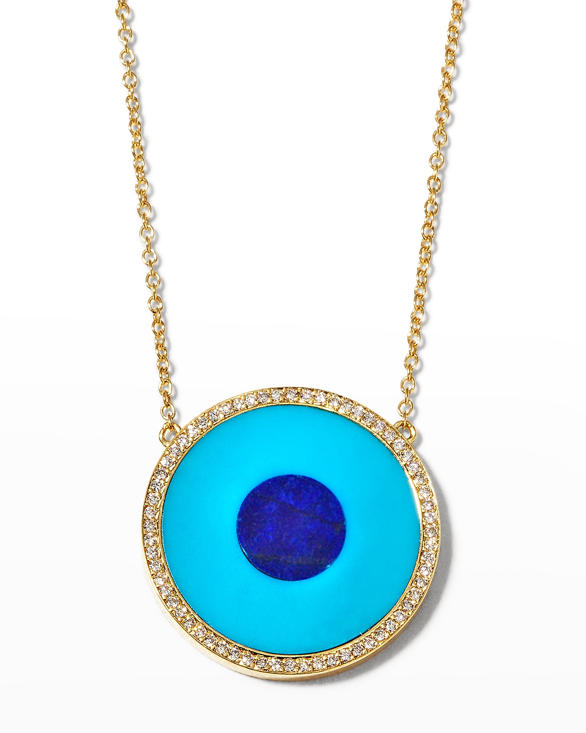 Jennifer Meyer Lapis And Turquoise Evil Eye Necklace With Diamonds In Turqlap
