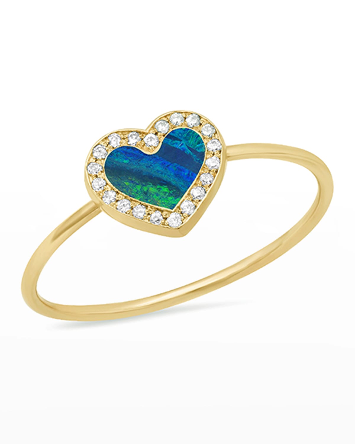 Shop Jennifer Meyer 18k Gold Diamond Heart Ring In Opal