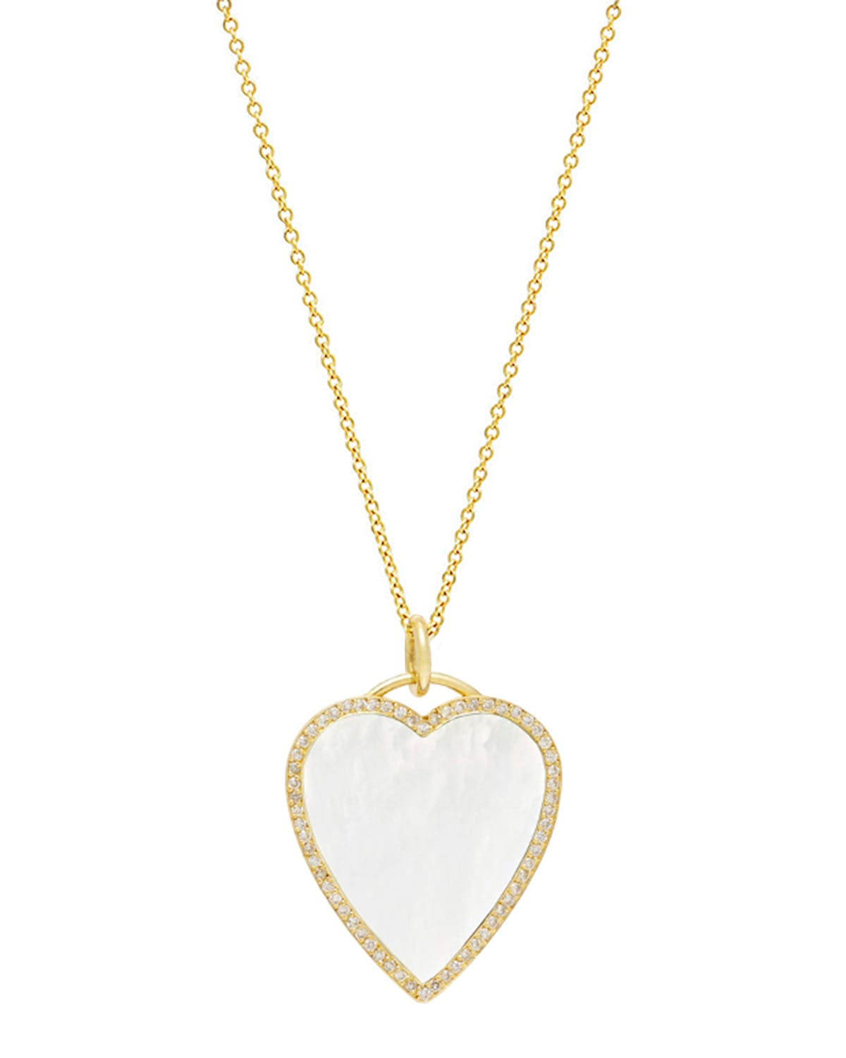 Jennifer Meyer 18k Inlay Heart Necklace With Diamonds In Mop
