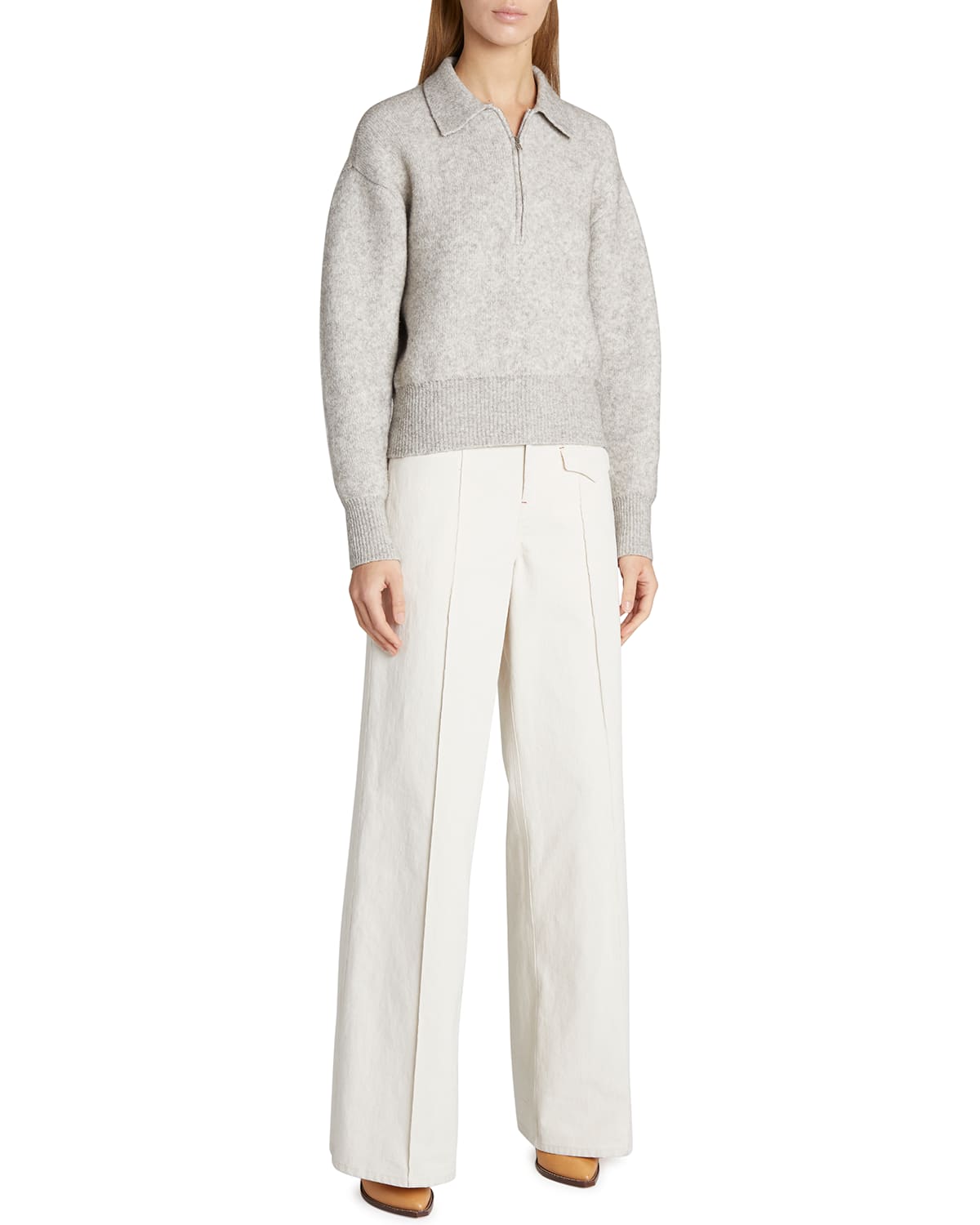Isabel Marant Oversized Half-Zip Rib Sweater