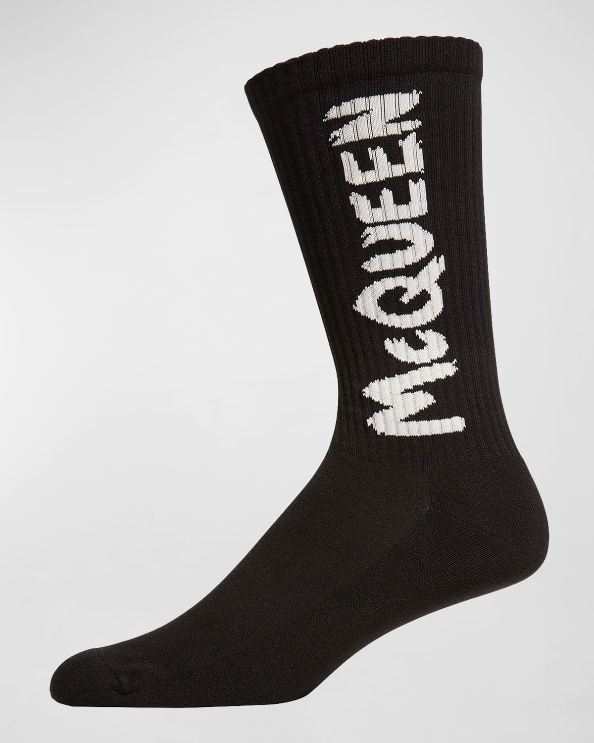 Alexander Mcqueen Men's Graffiti Logo Socks In Black/ivory