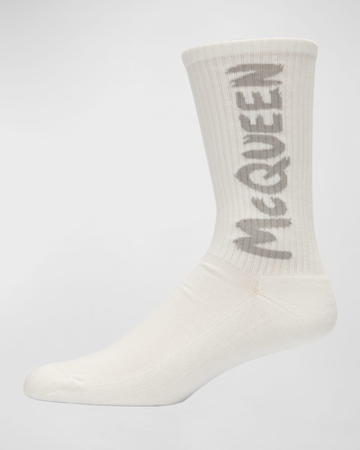 Alexander Mcqueen Logo Cotton-blend Socks In White,medium Grey