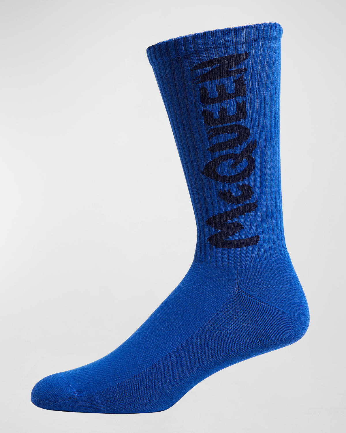 Shop Alexander Mcqueen Men's Graffiti Logo Socks In Royal/blue