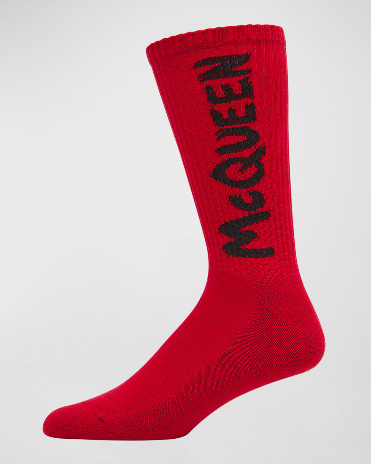 Alexander Mcqueen Men's Graffiti Logo Socks In Bordeaux Black