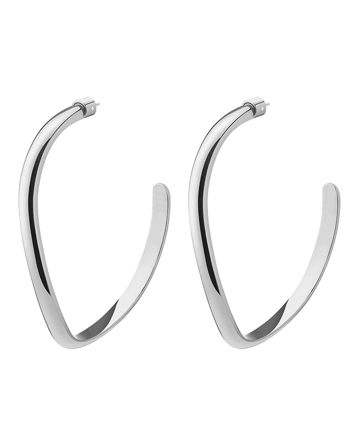 Medium Calypso Curve Hoop Earrings, Silver