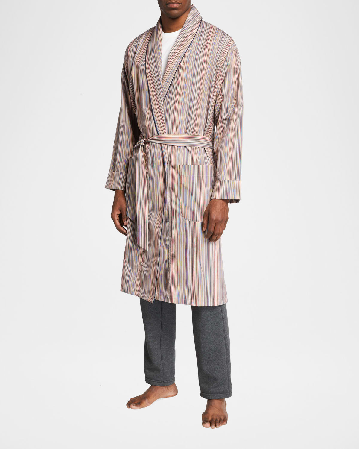 Men's Multi-Stripe Cotton Robe