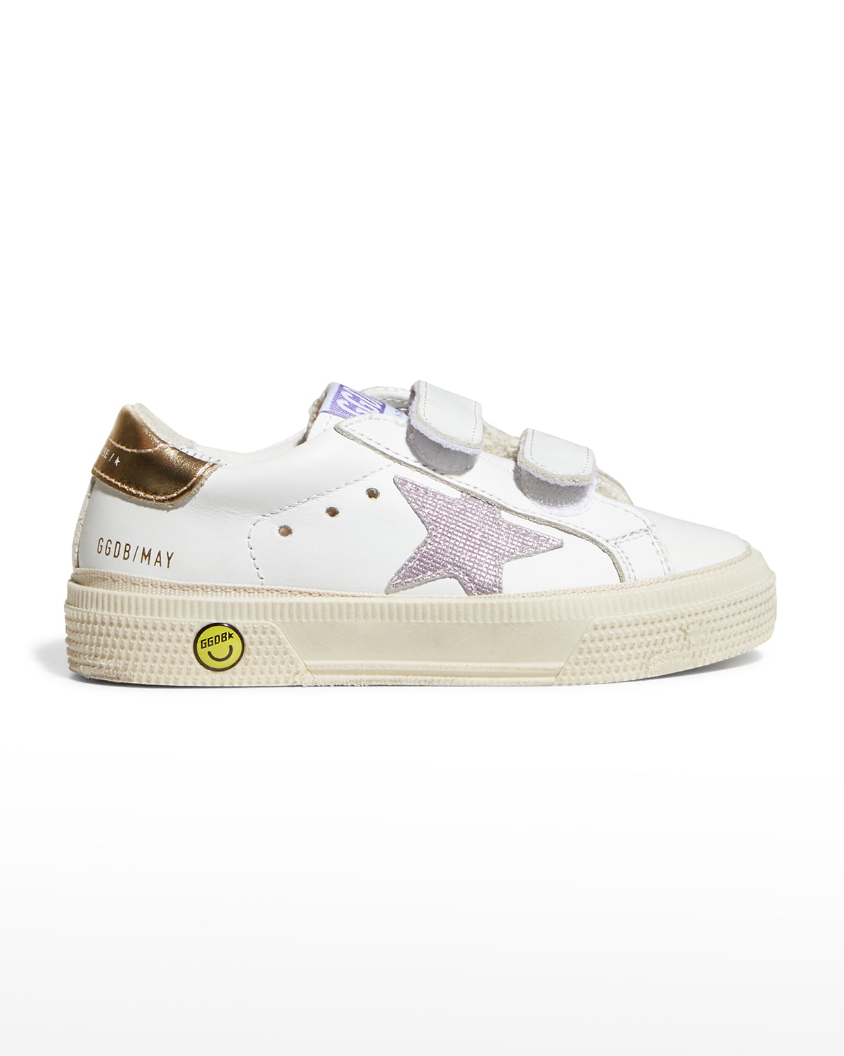 Golden Goose Kids' Girl's Checkered Glitter Low-top Sneakers, Baby/toddlers In White/pink/gold