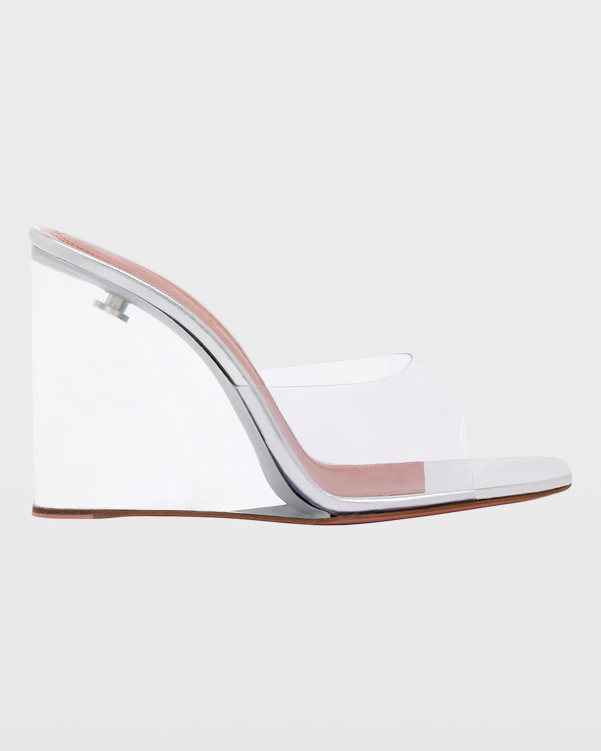Amina Muaddi Transparent Lupita Glass Wedge Heeled Sandals In Clear