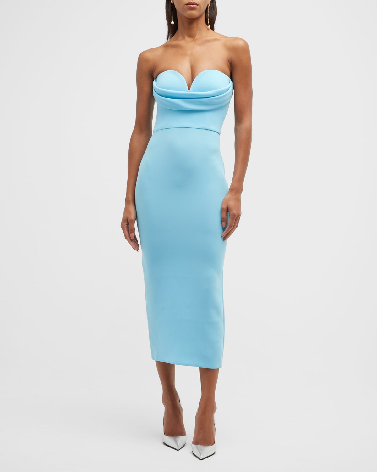 Alex Perry Blakely Sleeveless Midi Dress In 蓝色