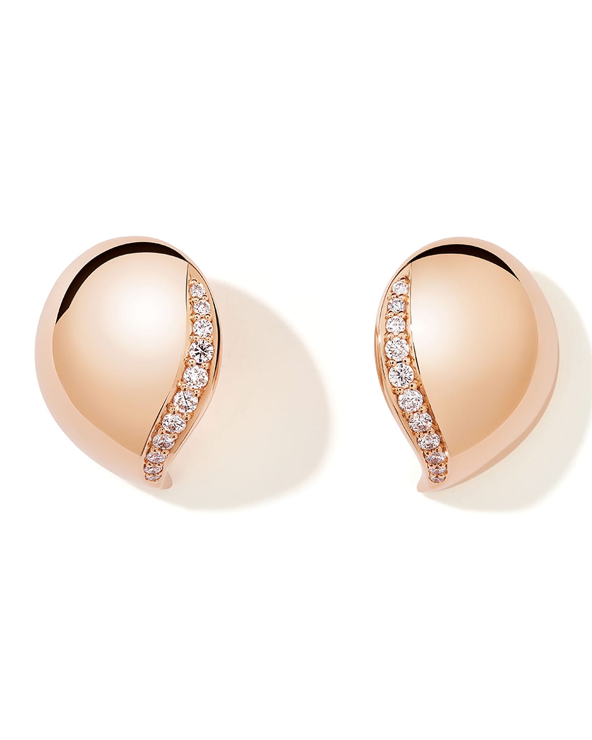 Tamara Comolli 18k Rose Gold Signature Wave Earrings With Diamonds