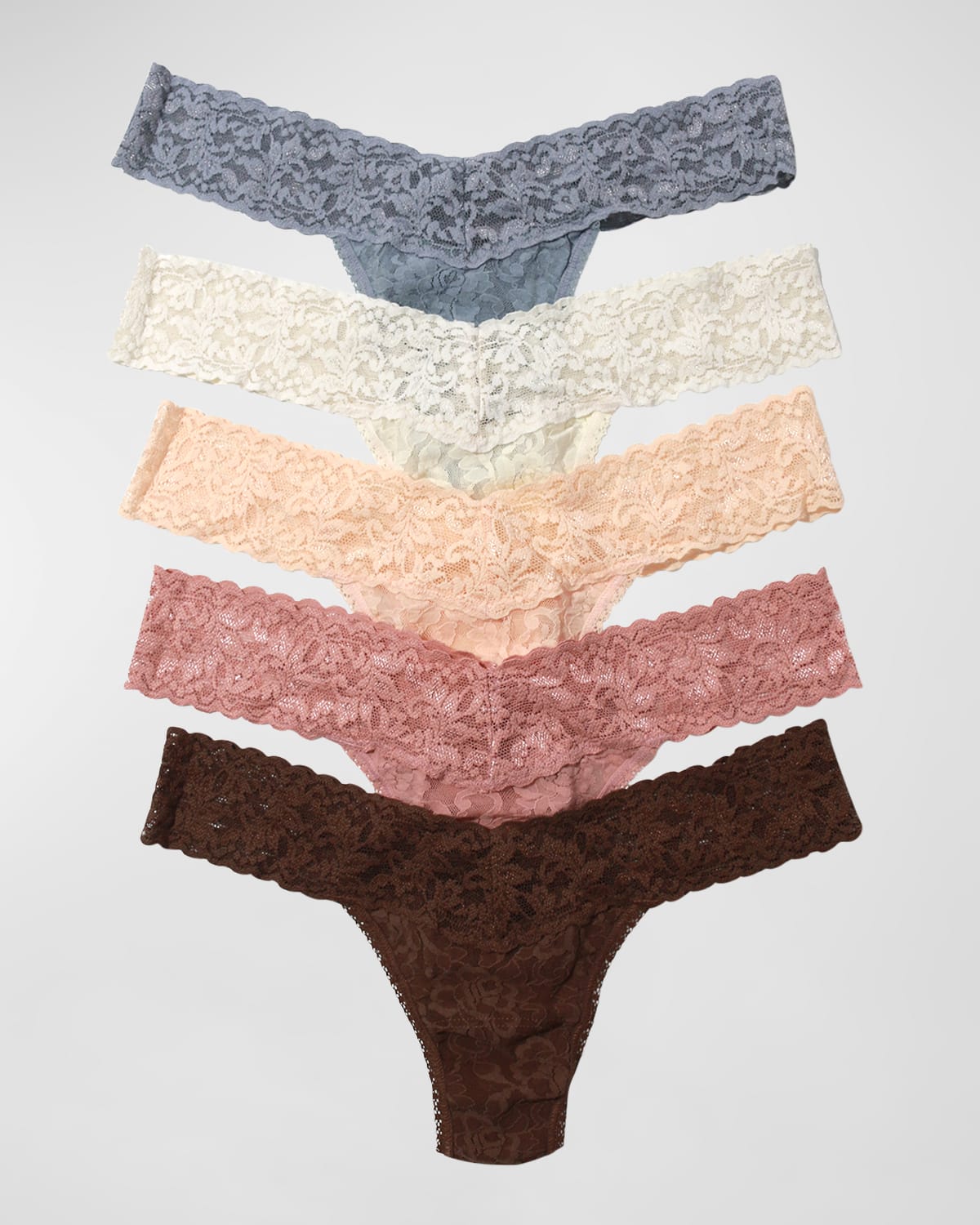 5-Pack Low-Rise Multicolor Lace Thongs