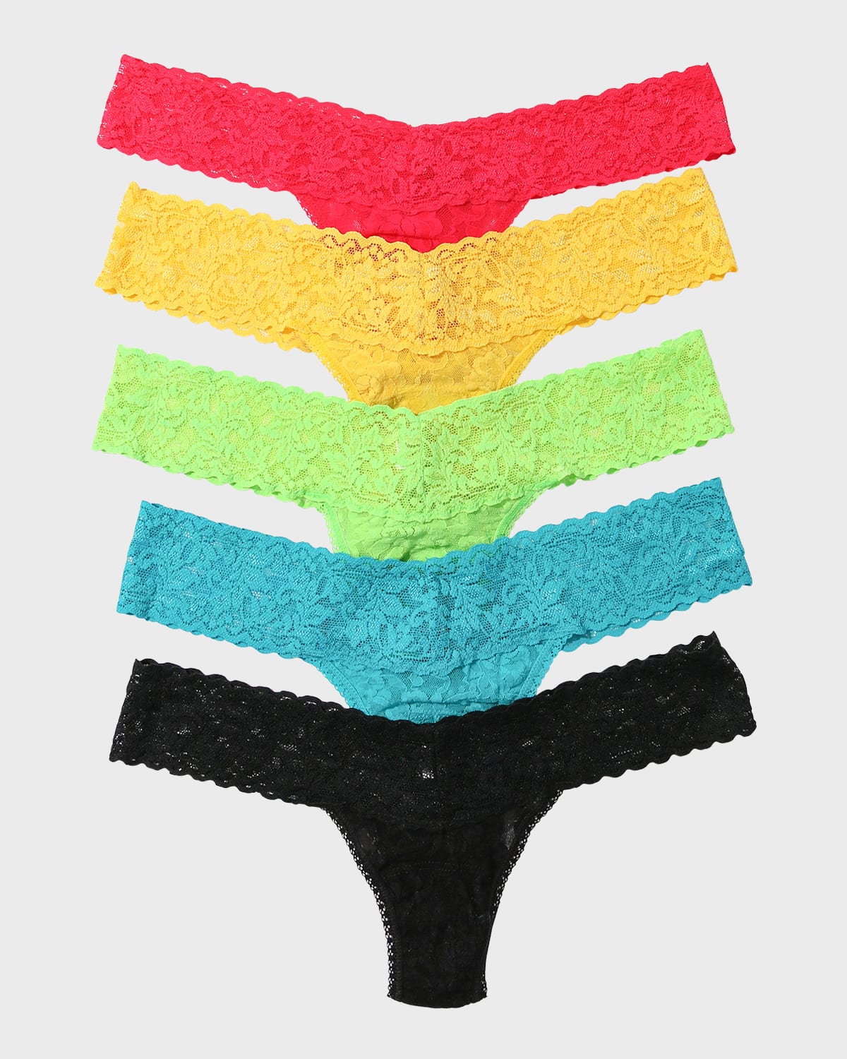 Shop Hanky Panky 5-pack Low-rise Multicolor Lace Thongs In Strawberry/sun Kisse