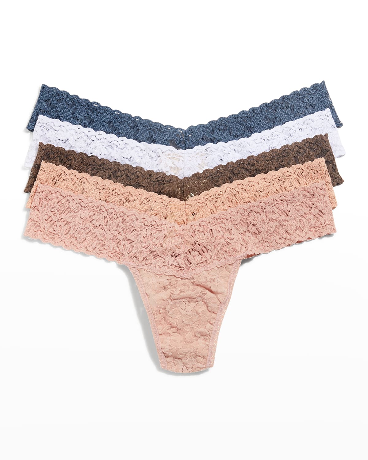 Hanky Panky 5-pack Original-rise Multicolor Lace Thongs In Mars/sshb/dros/nb