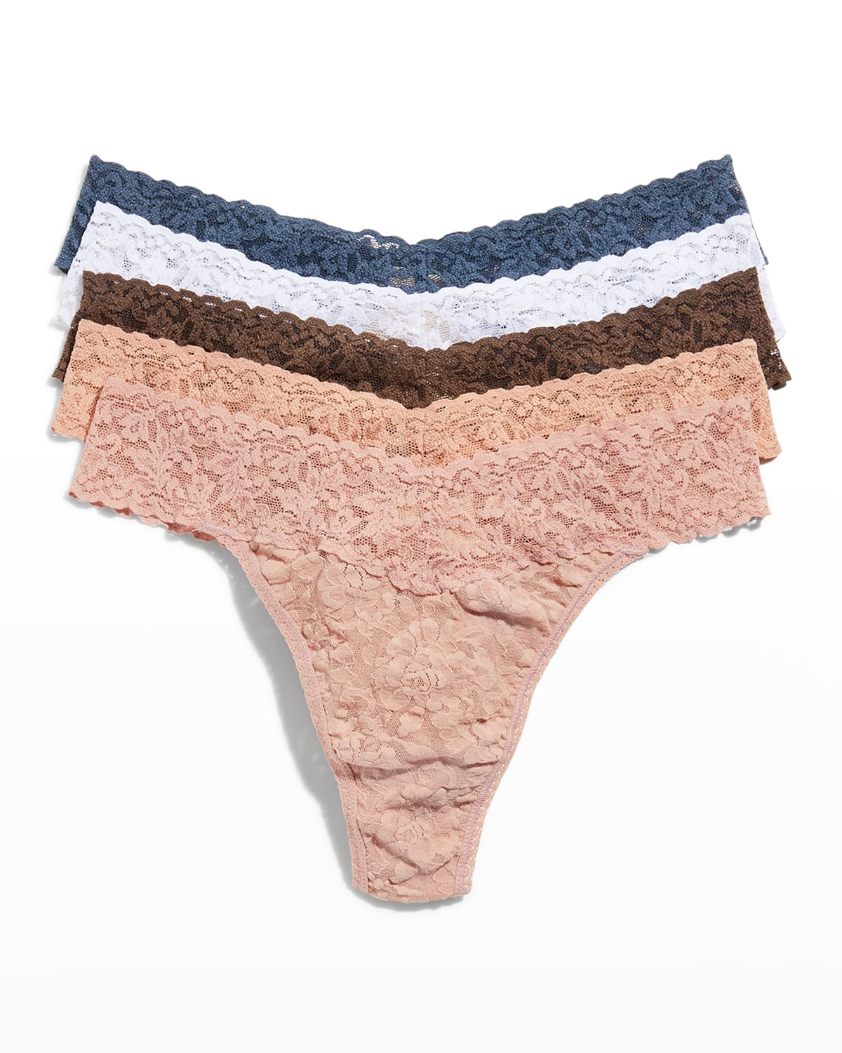 Hanky Panky 5-pack Original-rise Multicolor Lace Thongs In Mars/sshb/dros/nb