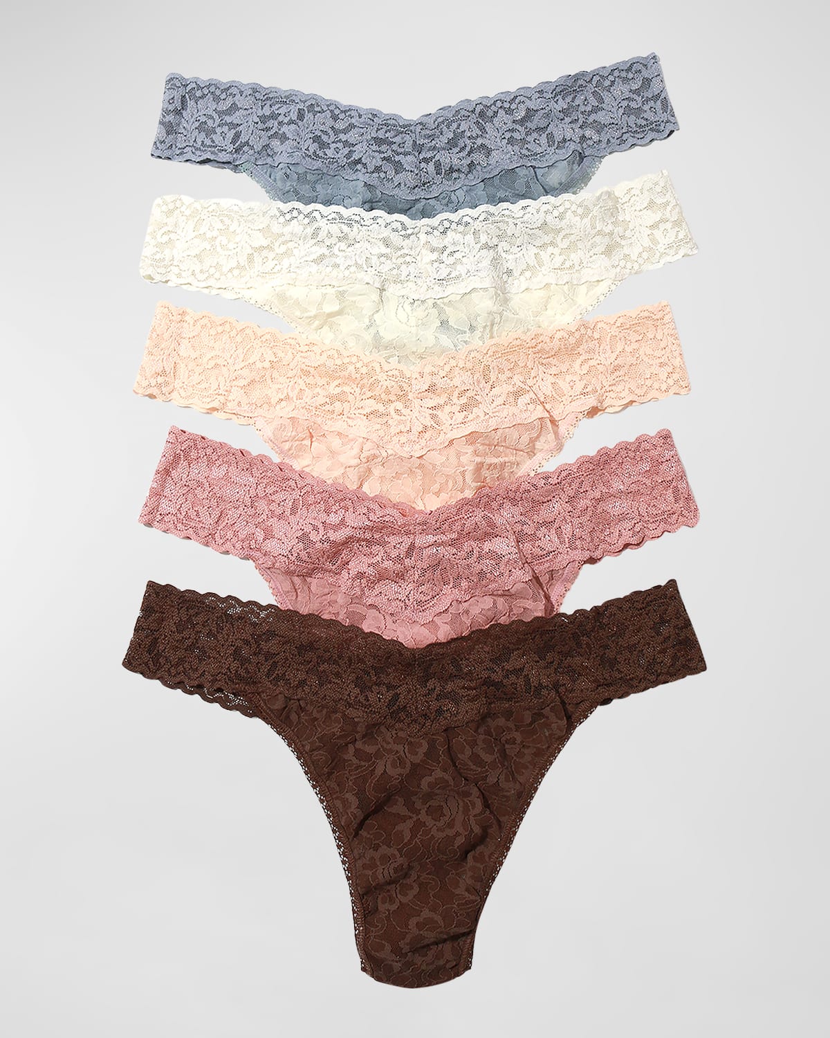 5-Pack Low-Rise Multicolor Lace Thongs