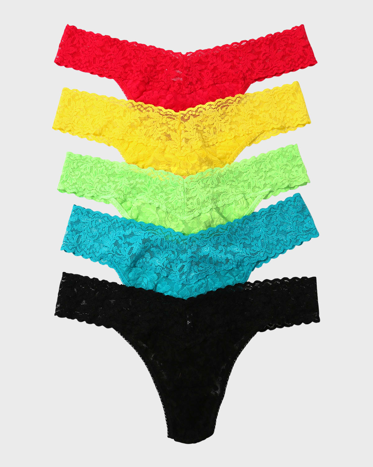 5-Pack Low-Rise Multicolor Lace Thongs