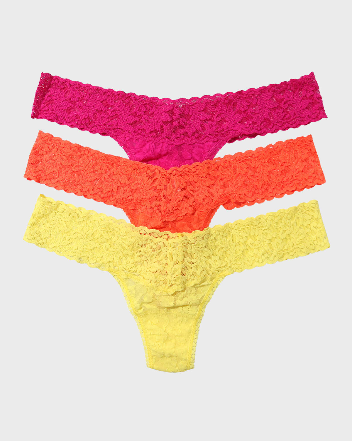 3-Pack Low-Rise Multicolor Lace Thongs