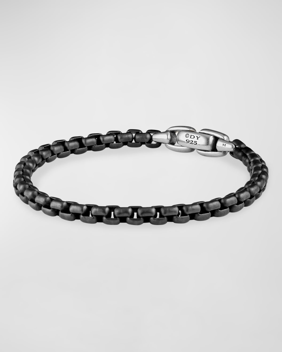 Men's Box Chain Bracelet in Darkened Silver, 5mm
