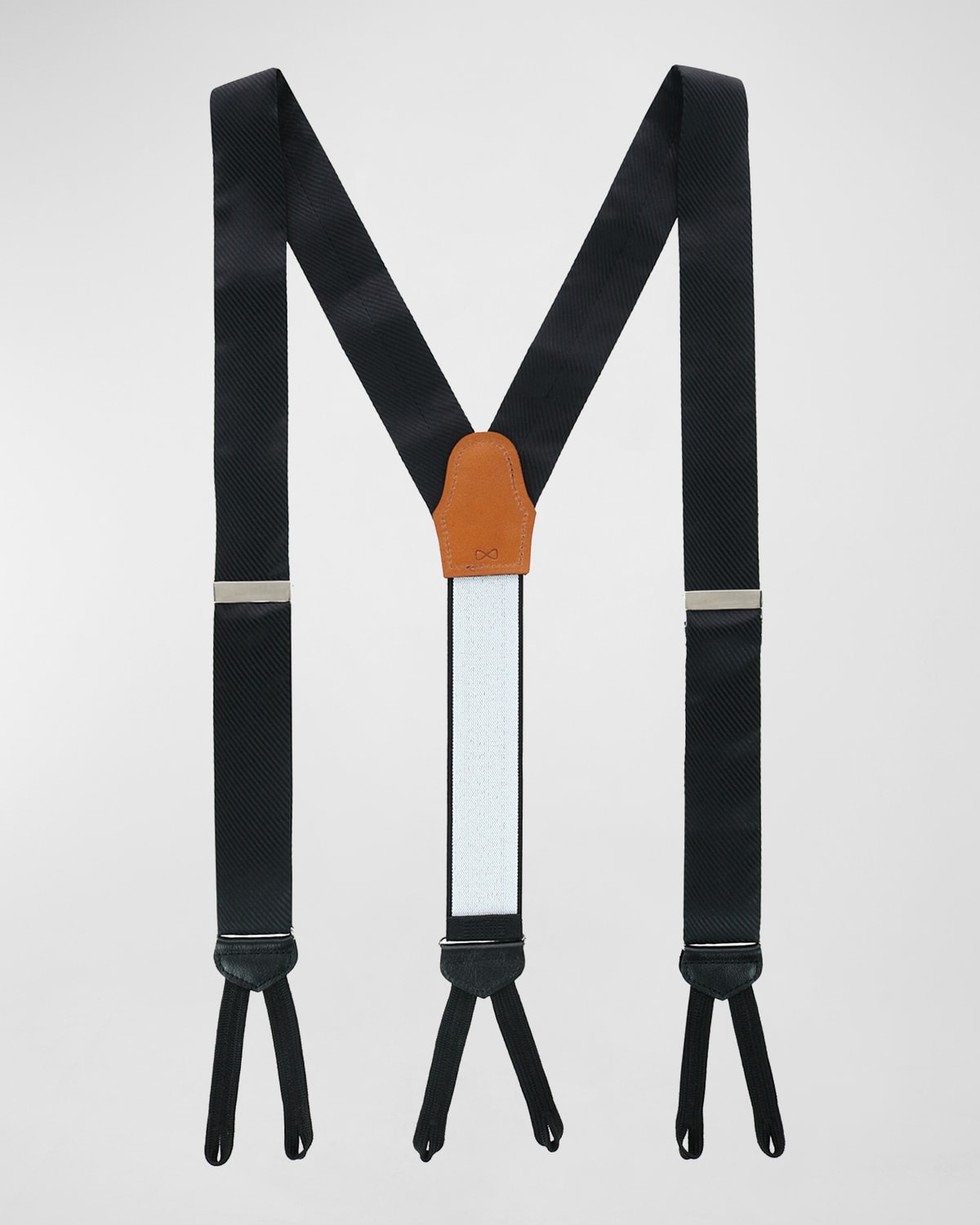Men's Leyton Diagonal-Weave Silk Suspender Braces