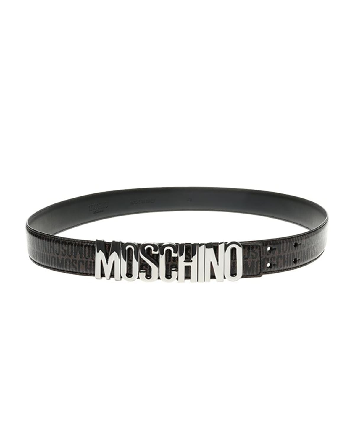 Moschino Men's Logo-buckle Leather Belt In Black/brown