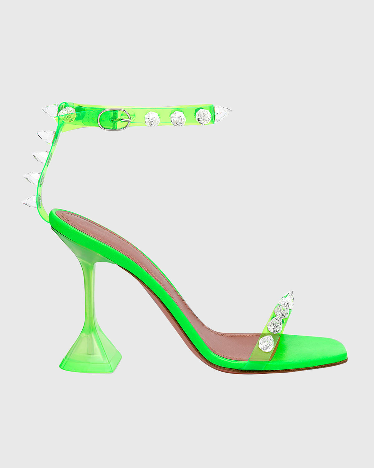 AMINA MUADDI JULIA NEON CRYSTAL-SPIKE CLEAR SANDALS