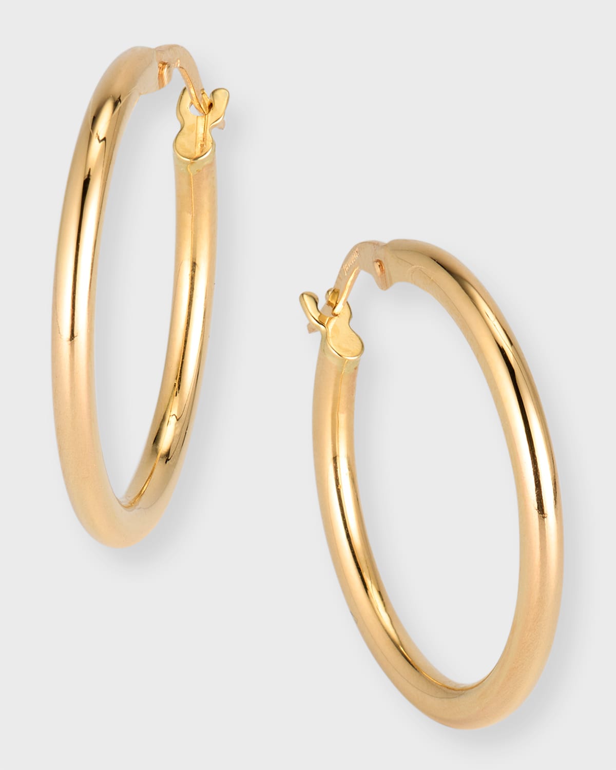 18K Gold Round Hoop Earrings, 25mm